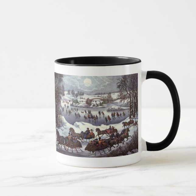 Vintage Christmas Sleighs, Central Park in Winter Mug (Right)
