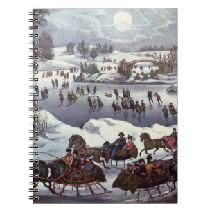 Vintage Christmas Sleighs, Central Park in Winter Notebook