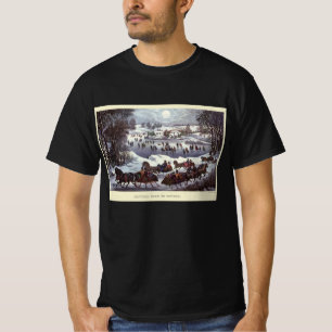 Vintage Christmas Sleighs, Central Park in Winter T-Shirt