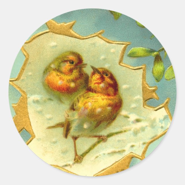 Vintage Christmas Snow Birds Stickers (Front)