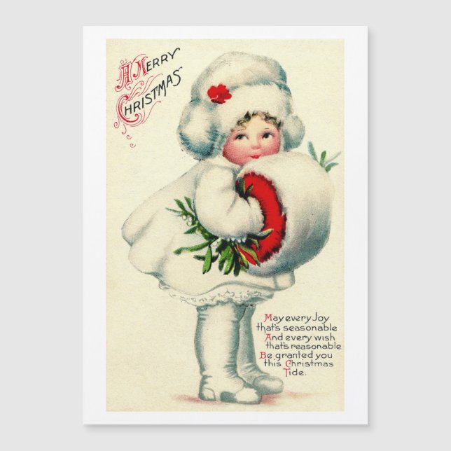 Vintage Christmas Snow Child Holiday Card (Front)