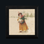 Vintage christmas Snow Child Victorian painting Gift Box<br><div class="desc">Winter is cold! This is a sweet Christmas theme - a vintage artwork from the victorian era,  this Christmas girl painting shows a happy little child in the snow.</div>