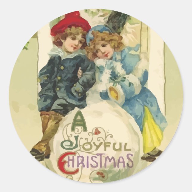 Vintage Christmas Snowball Stickers (Front)