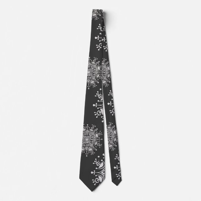 Vintage Christmas, Snowflakes Blizzard Pattern Tie (Front)