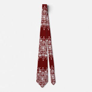 Vintage Christmas Snowflakes Red Blizzard Pattern Tie