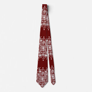 Vintage Christmas Snowflakes Red Blizzard Pattern Tie
