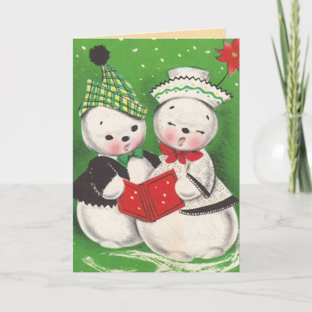 Vintage Christmas Snowman Card (Front)