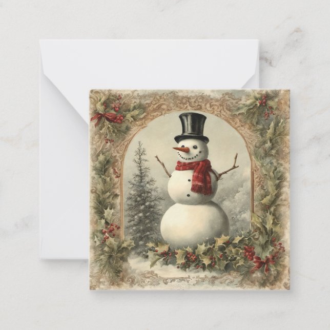 Vintage Christmas Snowman Card (Front)