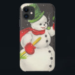 Vintage Christmas Snowman iPhone 11 Case<br><div class="desc">Vintage Christmas snowman iPhone 5 case,  perfect case to brighten up your electronic gadget in time for the holiday season - vintage products from zazilicious</div>