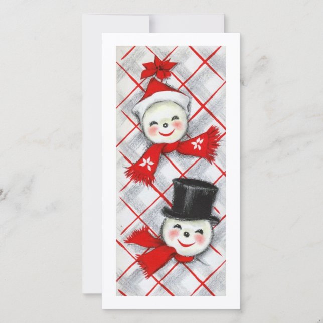 Vintage Christmas Snowman Couple Holiday Card (Front)