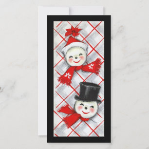 Vintage Christmas Snowman Couple Holiday Card