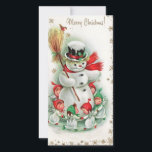 Vintage Christmas Snowman Dances With Angels Holiday Card<br><div class="desc">Cute Retro Vintage Christmas Snowman Dances With Angels In The Snow Holiday Card.</div>