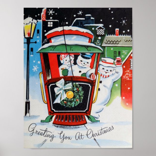 Vintage Christmas Snowman Family poster (Front)