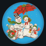 Vintage Christmas Snowman Family Sticker<br><div class="desc">Vintage Christmas snowman family sticker.  This is a wonderful 1940s Christmas image.</div>