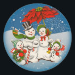 Vintage Christmas Snowman Family Sticker<br><div class="desc">Vintage Christmas snowman family sticker.  This is a wonderful 1940s Christmas image.</div>