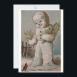 Vintage Christmas Snowman feeding Bird Holiday Card<br><div class="desc">Vintage Christmas Snowman Feeding Bird.</div>