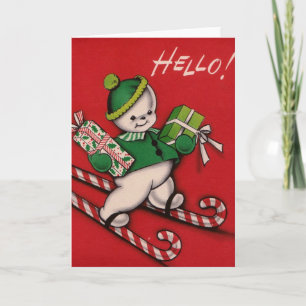 Vintage Christmas Snowman Greeting Card
