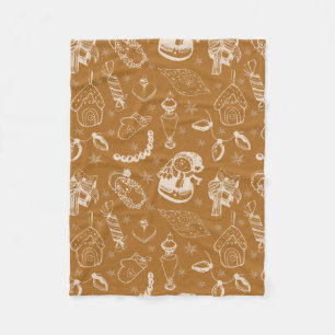 vintage christmas snowman hand drawn fleece blanket