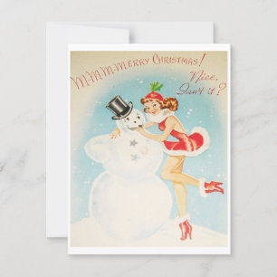 Vintage Christmas Snowman Holiday Card