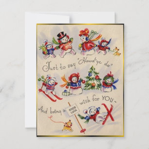 Vintage Christmas Snowman Holiday Card