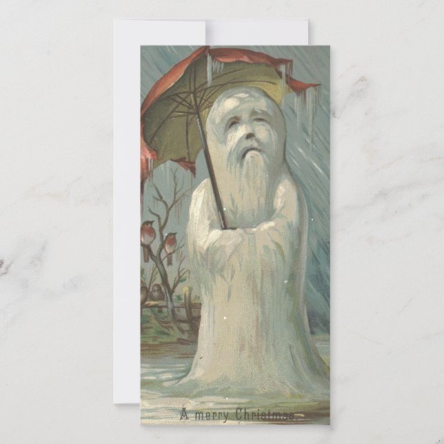 Vintage Christmas Snowman Holiday Card (Front)
