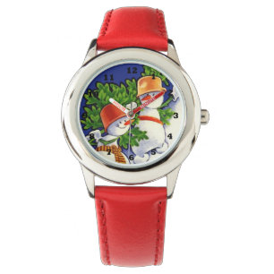 vintage Christmas snowman Holiday Watch