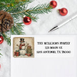 Vintage Christmas Snowman Return Address<br><div class="desc">A vintage design of snowman decorates this warm and cosy Christmas return address stickers. Perfect for holiday mail.</div>