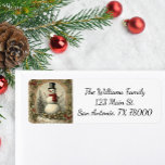 Vintage Christmas Snowman Return Address<br><div class="desc">A vintage design of snowman decorates this warm and cosy Christmas return address stickers. Perfect for holiday mail.</div>