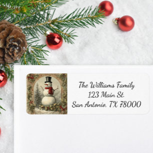 Vintage Christmas Snowman Return Address