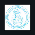 Vintage Christmas Snowman Round Return Address Self-inking Stamp<br><div class="desc">Christmas family round return address self-inking stamp with your name and address in blue ink stylish typography with a pretty hand drawn vintage Christmas snowman image. Simply add your name and address. Exclusively designed for you by Happy Dolphin Studio. If you need any help or matching products please contact us...</div>