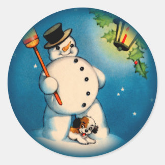 Vintage Christmas Snowman Sticker