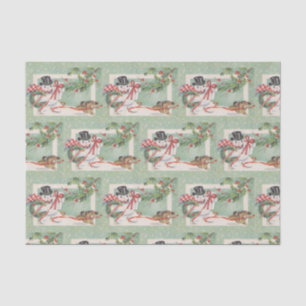 Vintage Christmas snowman tiled party tissue Paper