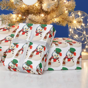 Vintage Christmas snowman tiled party Wrapping Paper