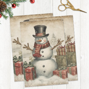 Vintage Christmas Snowman Tissue Paper