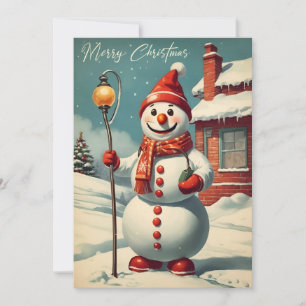 Vintage Christmas Snowman Winter  Holiday Card