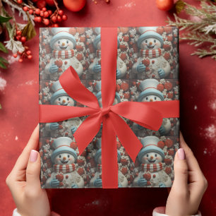 Vintage Christmas Snowman  Wrapping Paper