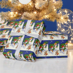 Vintage Christmas snowmen Holiday Wrapping Paper