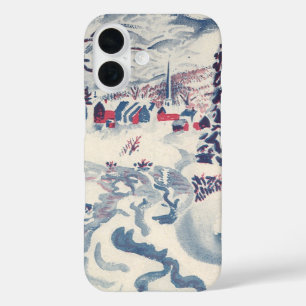 Vintage Christmas, Snowscape with Winter Village iPhone 16 Case