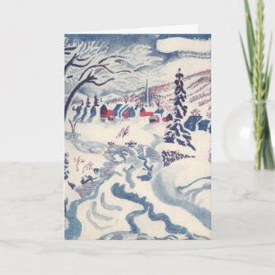 Vintage Christmas, Snowscape with Winter Village Holiday Card
