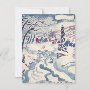 Vintage Christmas, Snowscape with Winter Village Holiday Card
