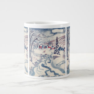 Vintage Christmas, Snowscape with Winter Village Large Coffee Mug