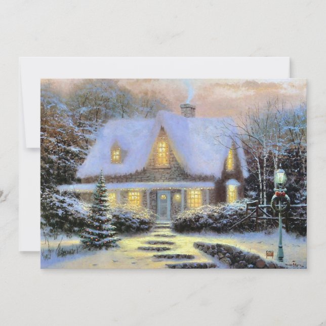 Vintage Christmas snowy landscape Holiday Card (Front)