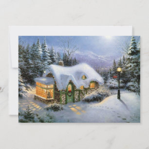 Vintage Christmas snowy landscape Holiday Card