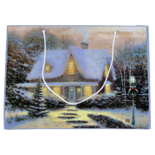Vintage Christmas snowy landscape Large Gift Bag