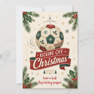 Vintage Christmas Soccer Ball Greeting Cards