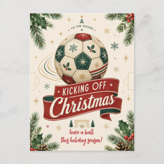 Vintage Christmas Soccer Ball Greeting Cards