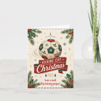 Vintage Christmas Soccer Ball Greeting Cards