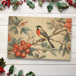 Vintage Christmas Song bird  Tissue Paper<br><div class="desc">This design may be personalised by choosing the Edit Design option. You may also transfer onto other items. Contact me at colorflowcreations@gmail.com or use the chat option at the top of the page if you wish to have this design on another product or need assistance. See more of my designs...</div>