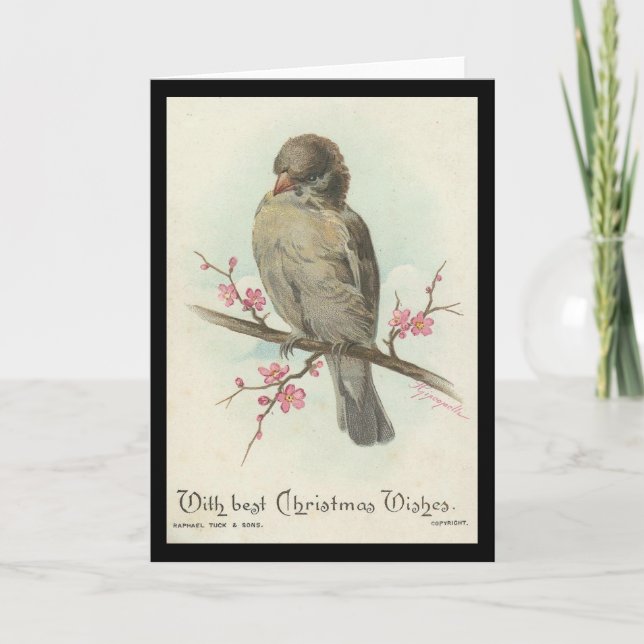 Vintage Christmas Sparrow Holiday Card (Front)