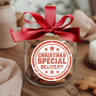 Vintage Christmas Special Delivery Classic Round Sticker